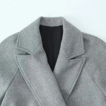 Womens Gray Belt Oversized Lapel Long Sleeve Pocket Coat Womens Gray Belt Oversized Lapel Long Sleeve Pocket Coat