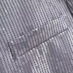 Womens Metallic Silver Straight Cut Sequin Blazer