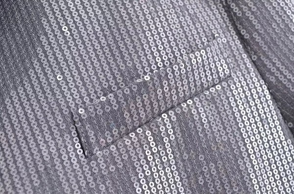 Womens Metallic Silver Straight Cut Sequin Blazer