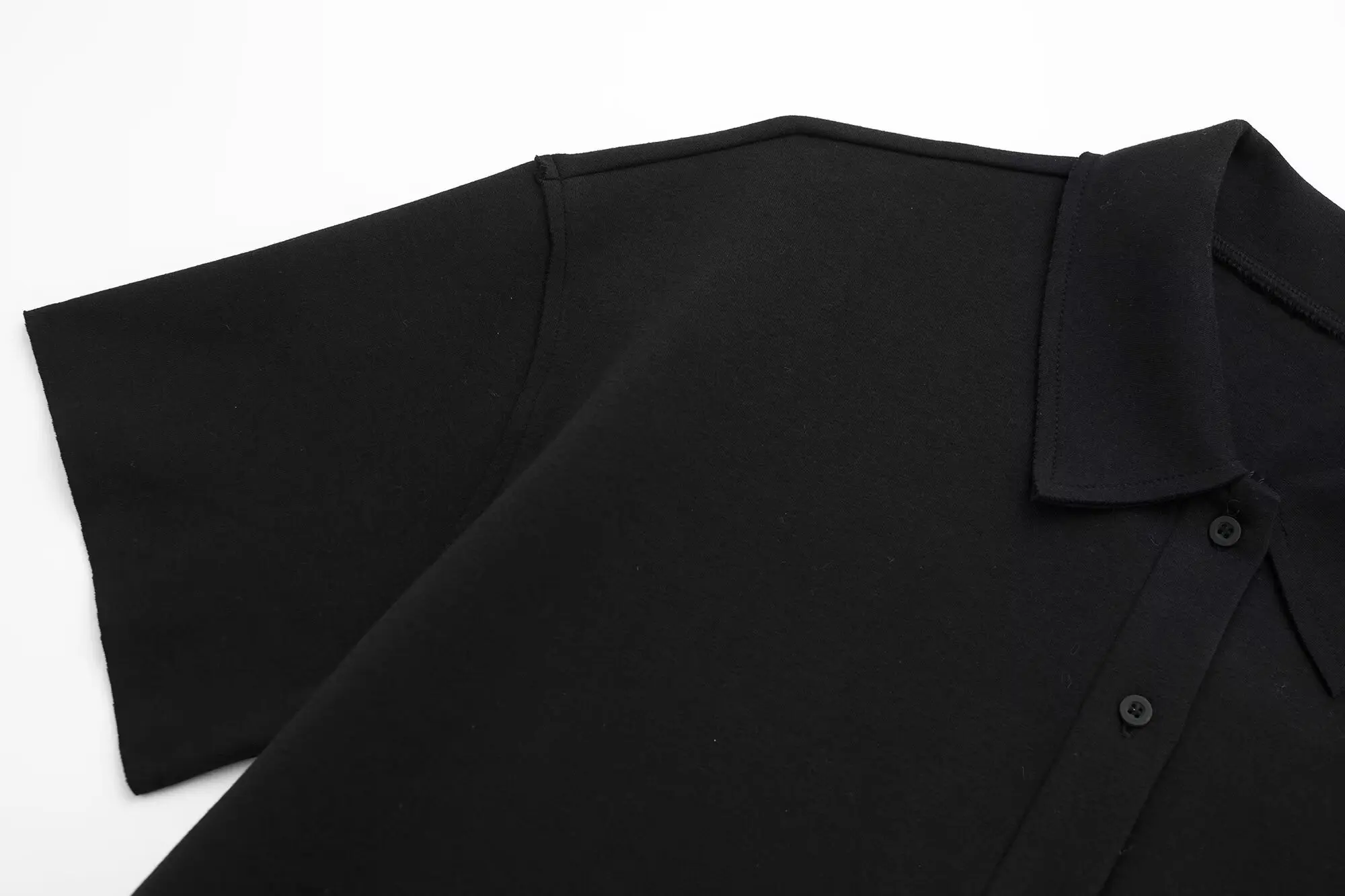 Womens Short Sleeve T Shirt Polo Dress in Black Mini