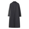 Womens Vintage Lapel Long Sleeve Double-breasted Oversized Coat Gray Womens Vintage Lapel Long Sleeve Double-breasted Oversized Coat Gray