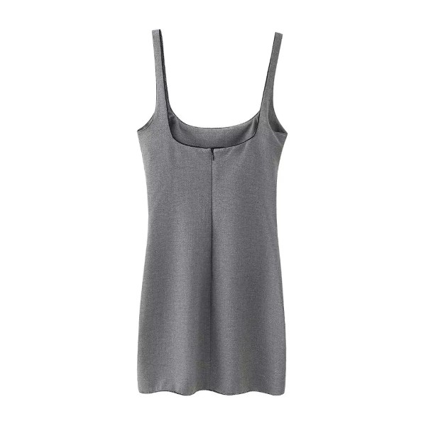 Womens Silver Gray Strap Slim Fit Lace Detail Mini Dress