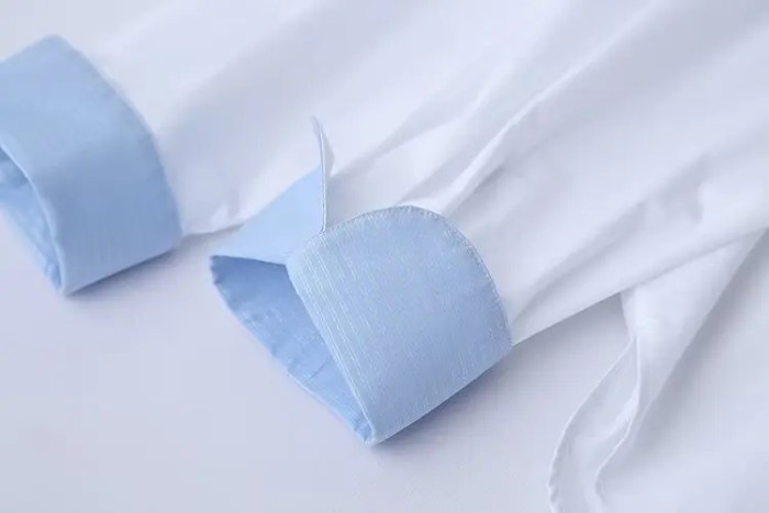 Womens Classic Oversized White Shirt with Collar Blue Detail Womens Classic Oversized White Shirt with Collar Blue Detail