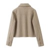 Womens Casual Polo Collar Long Sleeve Textured Straight Cut Jacket Womens Casual Polo Collar Long Sleeve Textured Straight Cut Jacket