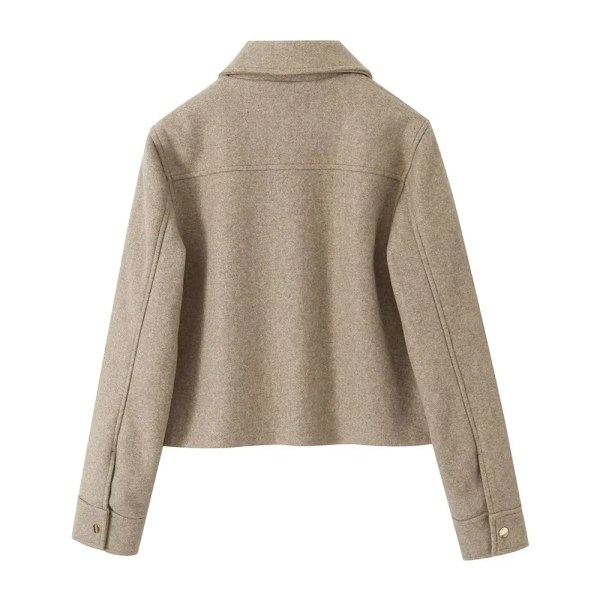 Womens Casual Polo Collar Long Sleeve Textured Straight Cut Jacket Womens Casual Polo Collar Long Sleeve Textured Straight Cut Jacket