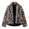Womens Leopard-print Quilted Jacket Vintage Long-sleeve Pocket Womens Leopard-print Quilted Jacket Vintage Long-sleeve Pocket