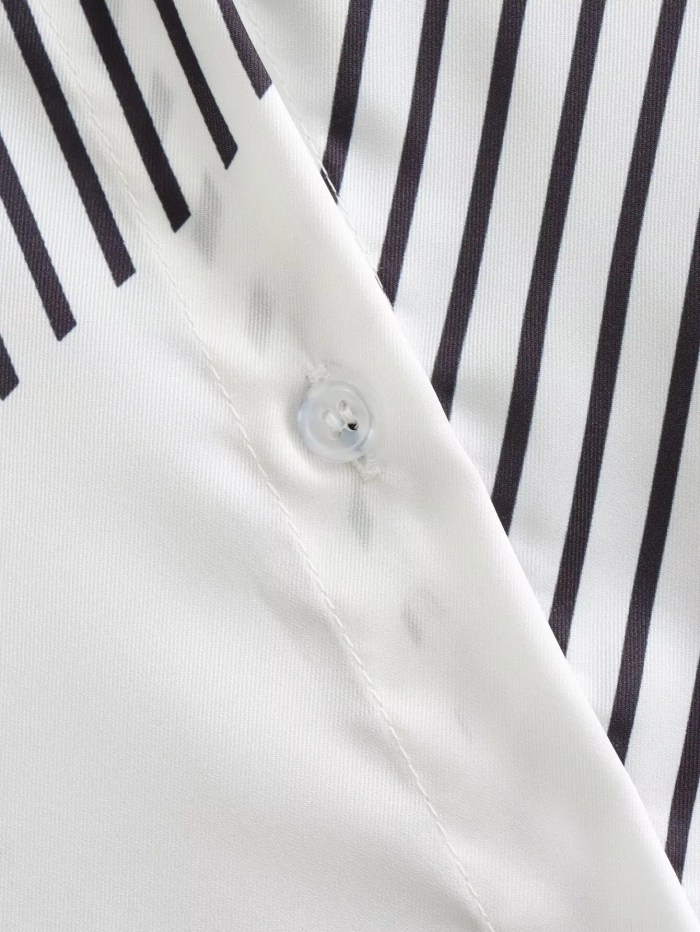Womens Geometric White Black Stripe Oversized Shirt Womens Geometric White Black Stripe Oversized Shirt
