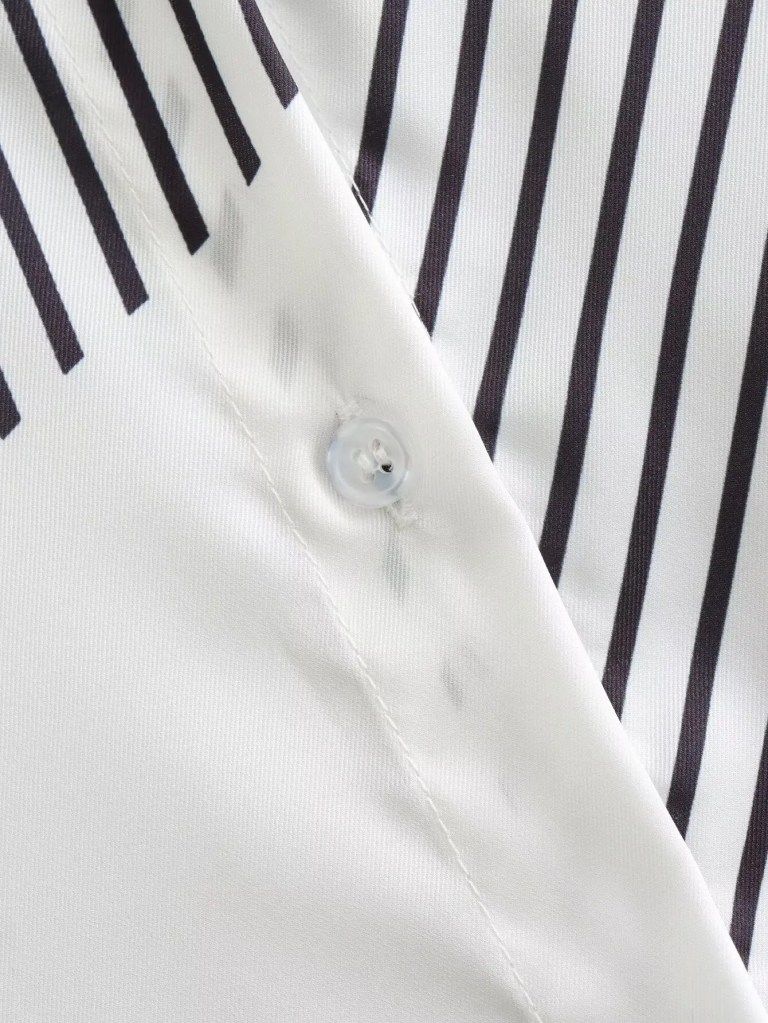 Womens Geometric White Black Stripe Oversized Shirt