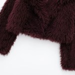 Womens Thick Winter Eco-friendly Fur Vintage Short Coat Burgandy Red