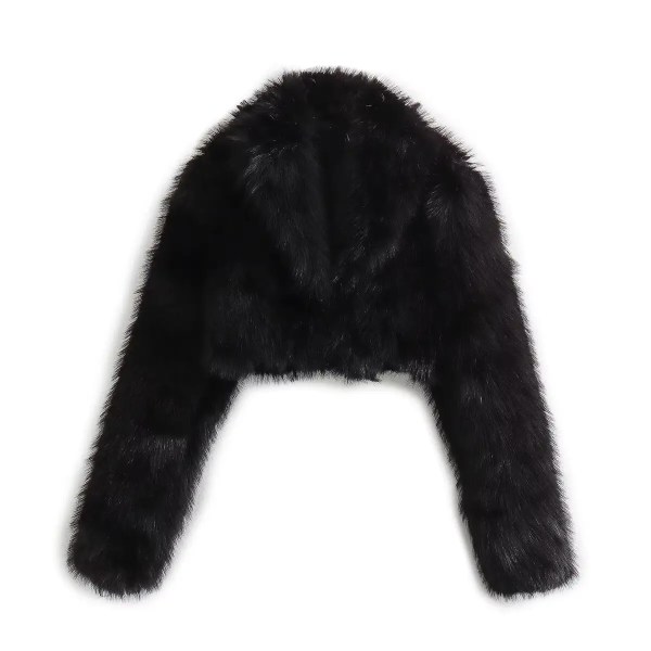 Womens Warm Faux Fur Black Short Vintage Coat Womens Warm Faux Fur Black Short Vintage Coat