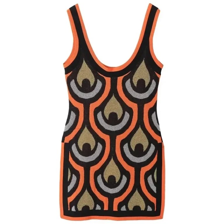 Women’s Jacquard Knit Retro Mini Dress and Pants. Women’s Jacquard Knit Retro Mini Dress and Pants.