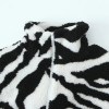 Womens Black and White Faux Wool Vintage Zip Long-Sleeved Jacket High Neck