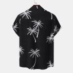Men’s Casual Palm Tree Short Sleeve Beach Shirt – Summer New Arrival