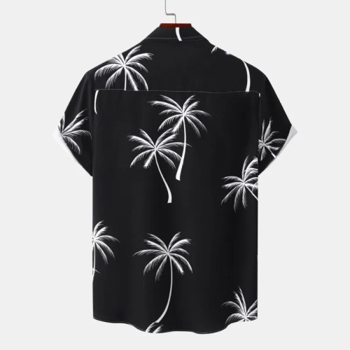 Men’s Casual Palm Tree Short Sleeve Beach Shirt – Summer New Arrival