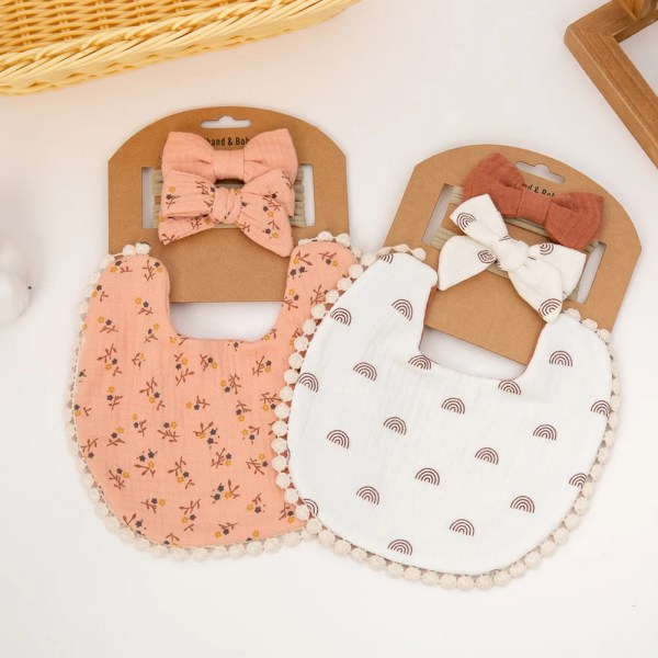 3Pcs/Set Baby Flower Bibs & Headbands
