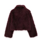 Womens Thick Winter Eco-friendly Fur Vintage Short Coat Burgandy Red
