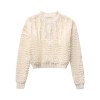 Womens Textured Ivory Knit Round Collar Jumper