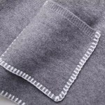 Womens Straight V Cut Neck Kint Jumper with woven Pockets Light Grey