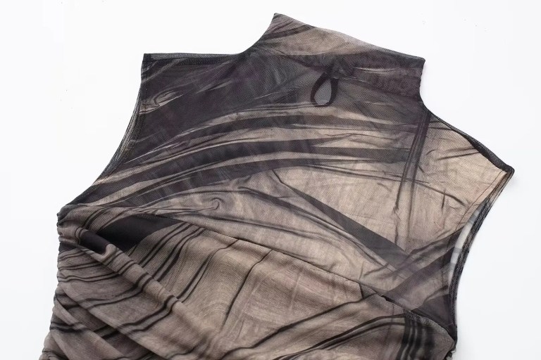 Womens Juan Mesh Sleeveless Ruched Slim Fit Print Midi Dress Womens Juan Mesh Sleeveless Ruched Slim Fit Print Midi Dress