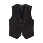 Women Stud Detail Black Vest + Matching Stud Mini Women Stud Detail Black Vest + Matching Stud Mini