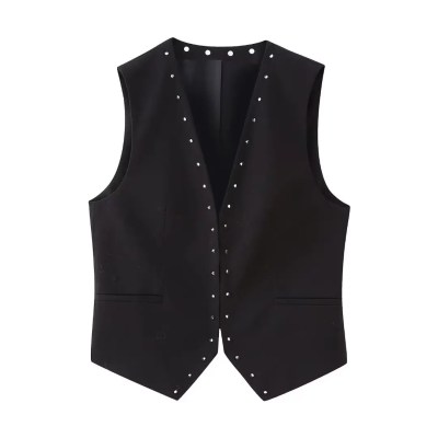 Women Stud Detail Black Vest + Matching Stud Mini Women Stud Detail Black Vest + Matching Stud Mini