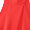 Womens Red Halter Sleeveless Long Wide-leg Jumpsuit Vintage Sleeveless