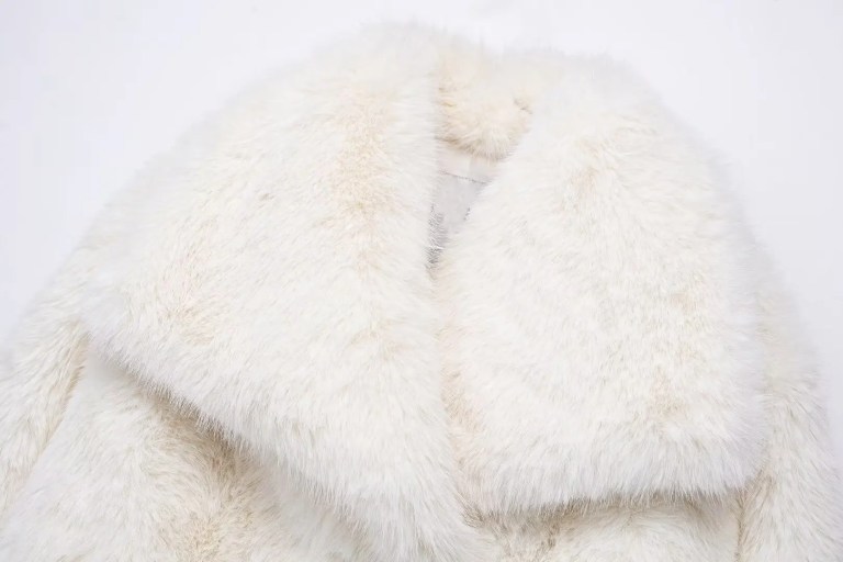 Womens Thick Warm Winter Faux Fur Vintage Long Sleeve Coat White