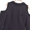 Womens Shoulder Cut out hugger long Sleeve Blazer Mini Dress In Black