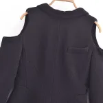 Womens Shoulder Cut out hugger long Sleeve Blazer Mini Dress In Black