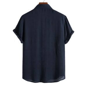 Casual Solid Color Lapel Short-sleeved Men’s Fashion Trend Shirt
