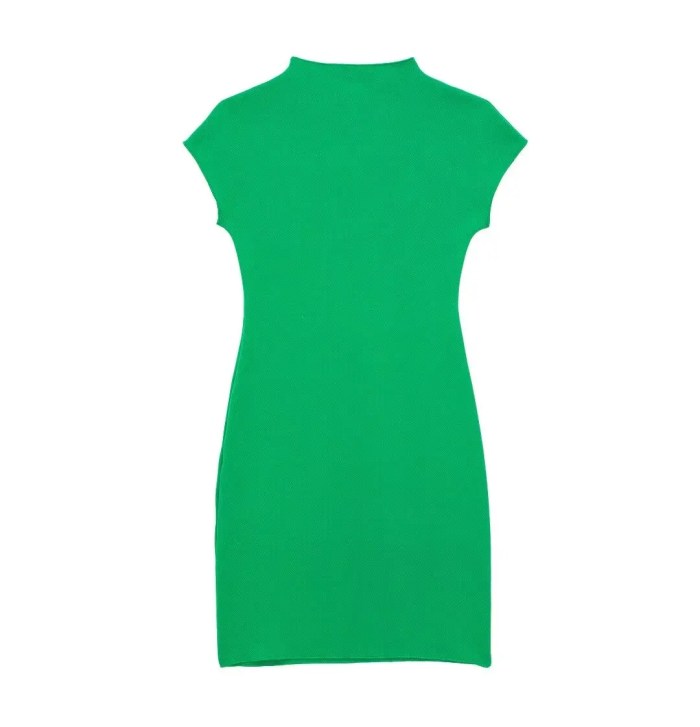 Womens Green Stretch Knit Knee Length Midi Slim Fit Womens Green Stretch Knit Knee Length Midi Slim Fit