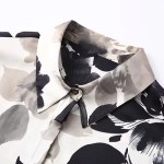 Womens Black & Ivory Floral Print Long Sleeve Shirt
