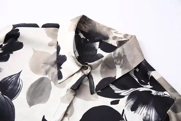 Womens Black & Ivory Floral Print Long Sleeve Shirt Womens Black & Ivory Floral Print Long Sleeve Shirt