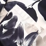 Womens Black & Ivory Floral Print Long Sleeve Shirt