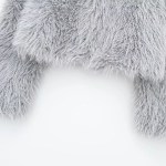 Womens Thick Eco-friendly Fur Vintage Short Coat in Ice Gray Womens Thick Eco-friendly Fur Vintage Short Coat in Ice Gray