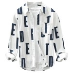 Retro Design Men’s Long Sleeve Shirt with Letter Printing