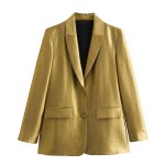Womens Classic Gold Shimmer Straight Cut Single breasted Blazer