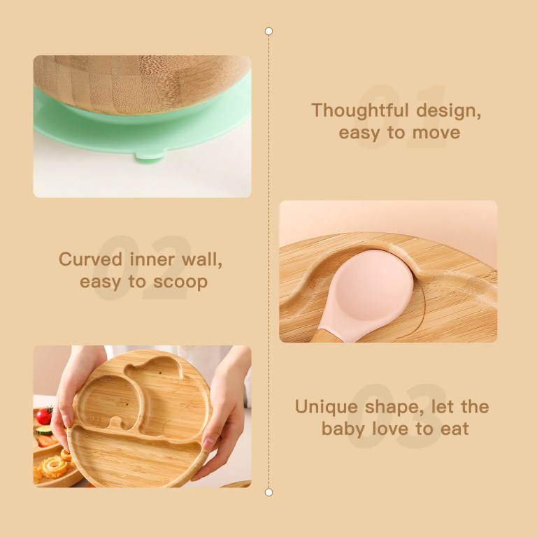 4pcs Children’s Tableware Bamboo Dinnerware Set