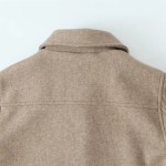 Womens Casual Polo Collar Long Sleeve Textured Straight Cut Jacket