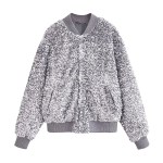 Womens Beaded Vintage button ribbed long sleeve Jacket