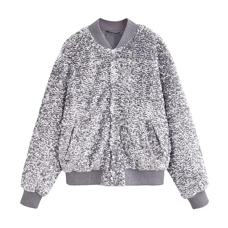 Womens Beaded Vintage button ribbed long sleeve Jacket
