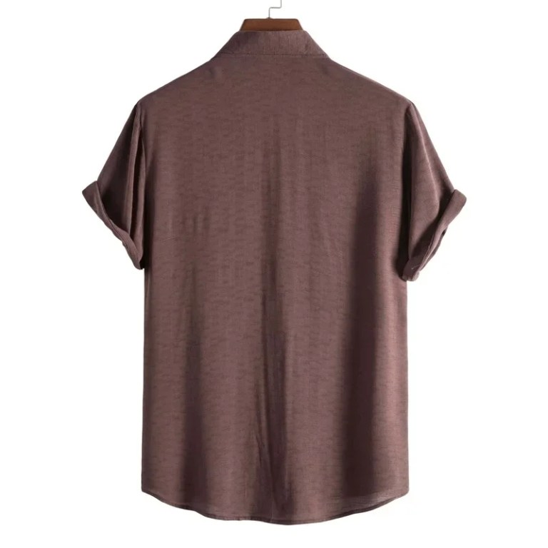 Casual Solid Color Lapel Short-sleeved Men’s Fashion Trend Shirt
