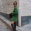 Womens Green Knit Cropped Turtleneck Jumper