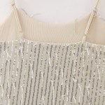 Womens Tassel Ivory Backless Strap Mini Dress