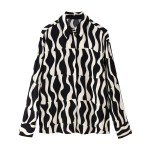 Womens Black & White Swirl Print Shirt + Midi Skirt Set