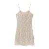 Womens Tassel Ivory Backless Strap Mini Dress