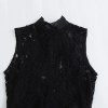 Womens Full Lace Sleeveless Black Playsuit High Collar