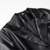 Womens Foe Leather Black Vintage Trench Coat