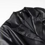 Womens Foe Leather Black Vintage Trench Coat