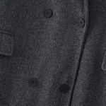 Womens Vintage Lapel Long Sleeve Double-breasted Oversized Coat Gray